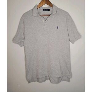Ralph Lauren Pique Polo Shirt XL Extra Large Gray Blue Pony Men VTG Y2K